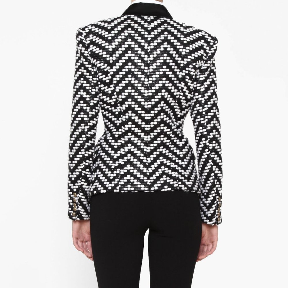 BALMAIN Blazer Tweed Chevron wool - Picture 2 of 15